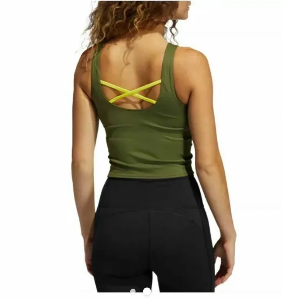 NWT Adidas Women's Crop Tank Medium Support Sports Bra Green Size Small - Picture 2 of 11